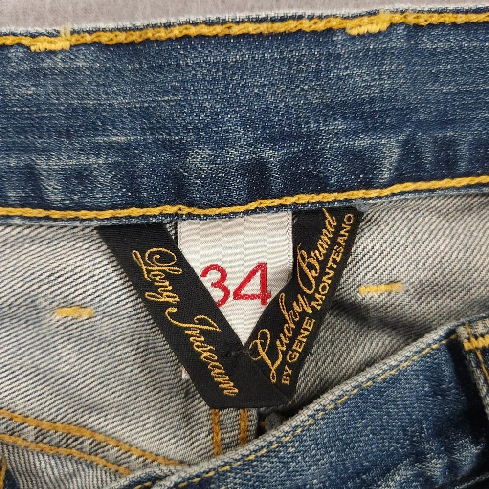 Lucky Brand Jeans Mens 34x34 Bootleg Y2K 100% Cotton Denim Bootcut - Picture 3 of 16